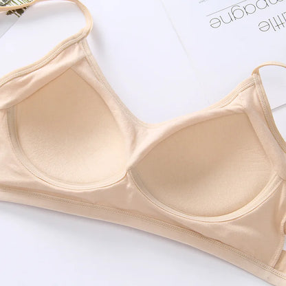 Cotton Bra for Women Fixed Pads Sports Shockproof Underwear Seamless Solid Back Closure Female Lingerie