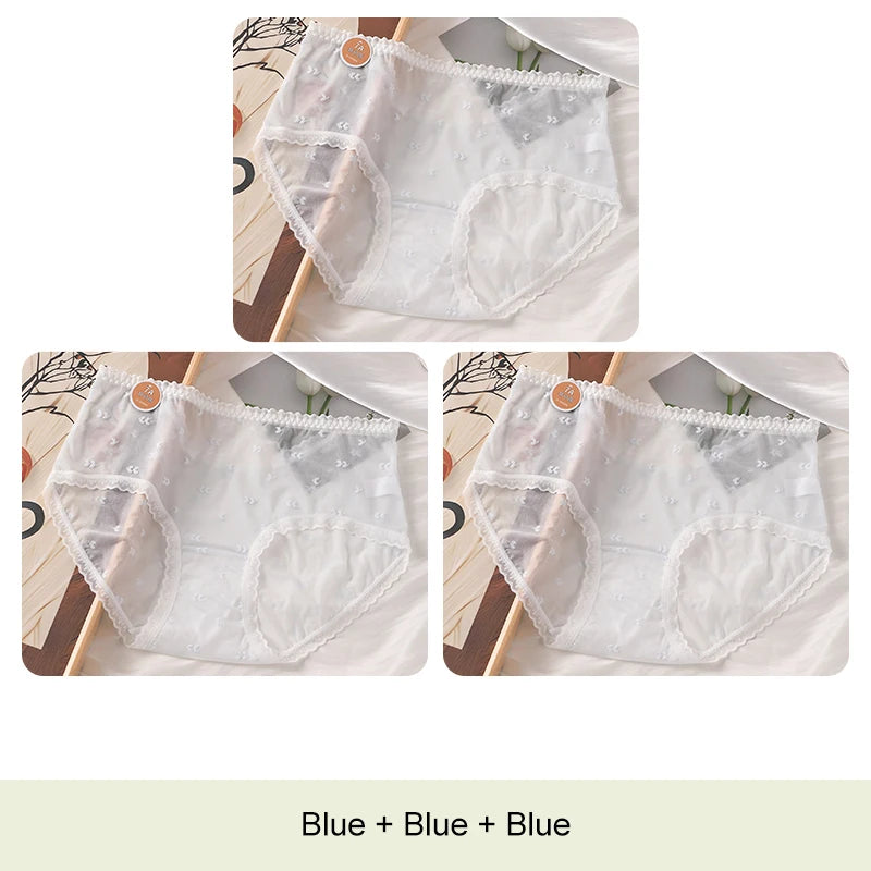 3PCS Lifter Women Fashion Female Panties Mesh Thin Plus Size Panties Lingerie Sexy Underware Woman Underwear Briefs Seamless