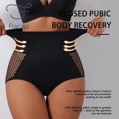 Flarixa 1/2/3Pcs Hollow Belly Control Shapewear Women Panties High Waist Double Layer Tummy Shaper Heart-shaped Hip Lift Pants