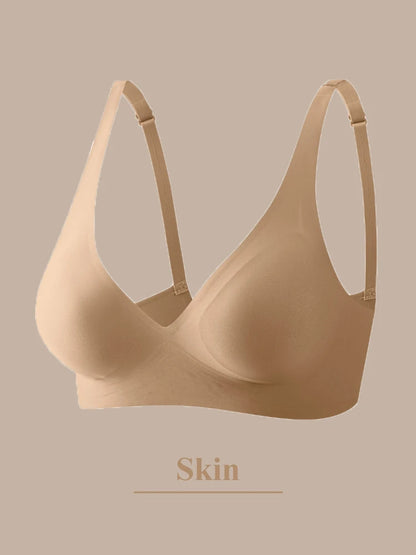 One-piece Seamless Bra Women Wireless Push Up Underwear Sexy Deep V Padded Bralette Female Comfortable Gather Lingerie Sleepwear