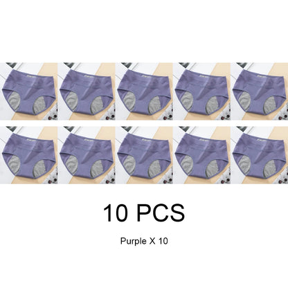 10PCS Cotton Menstrual Panties for Urinary Incontinence Woman Underpants Women Briefs Women's Underwear Leak Proof Period Anti