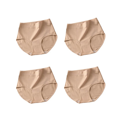 4Pcs/Set Women's High-Waist Cotton Briefs Tummy Control Panties Soft & Breathable Underwear Plus Size Comfort Lingerie M-XXL
