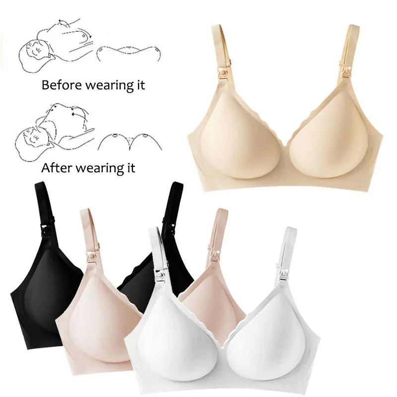 Maternity Bra with Push-up Front To Prevent Sagging Seamless Breathable and Comfortable Nursing Push-up Bra
