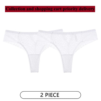 CINOON 2Pcs/Lot Women Sexy Lace Embroidery Panties Low-waist Underwear G String Hollow Out Lingerie Temptation Thong Intimates