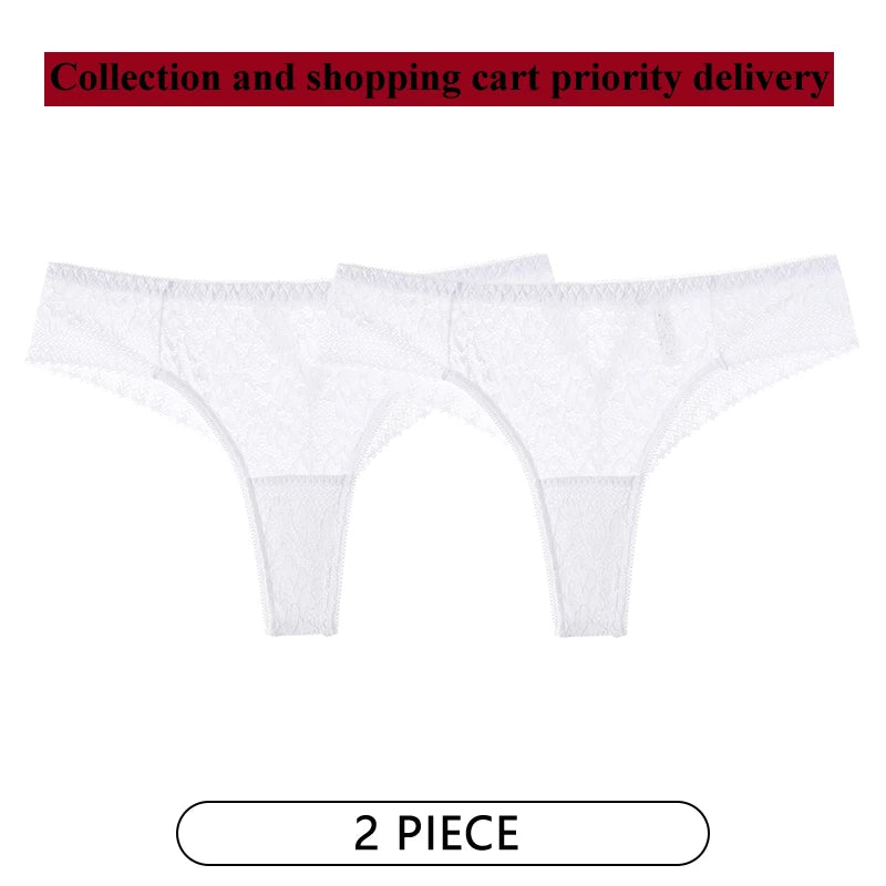 CINOON 2Pcs/Lot Women Sexy Lace Embroidery Panties Low-waist Underwear G String Hollow Out Lingerie Temptation Thong Intimates