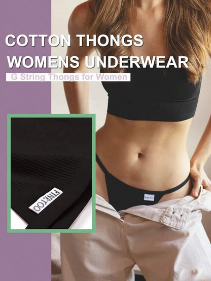 FINETOO 10PCS Cotton Thread Thongs Panties Sexy Solid Solid Low Rise T-Back Underpants Female Cozy Breathable Intimates Lingerie