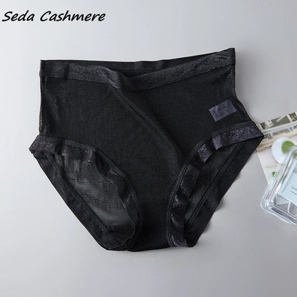 High-grade 100% mesh silk women's briefs Summer Autumn Double bottom breathable,  mulberry silk underwear