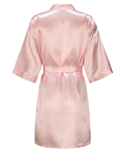 Luxury Bridal Short Robe Wedding Day Diamond Feather Dressing Gown Silk Satin Whi