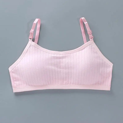Girls Sports Bra Underwear Double Layer Thin Cotton Summer Suspender Bras with Breathable Sponge Pad No Steel Rings Training Bra