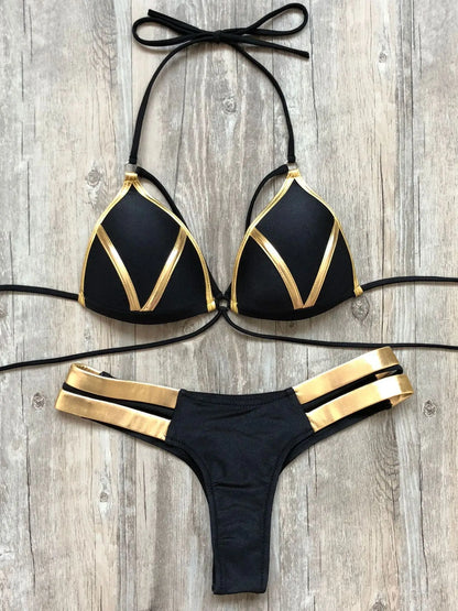 2023 Gold Stamping Women Bikini Set Sexy Padded Women Swimsuit Push Up Bikini Swimwear Summer Beachwear Brazil Bathing Suit