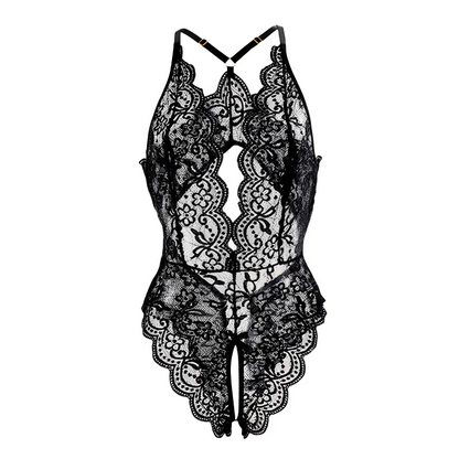 Sexy Lingerie One Piece Bodysuit Women Push Up Bra Set Lace Women'S Underwear Cross Straps Nightgown Transparent Sleepwear Open