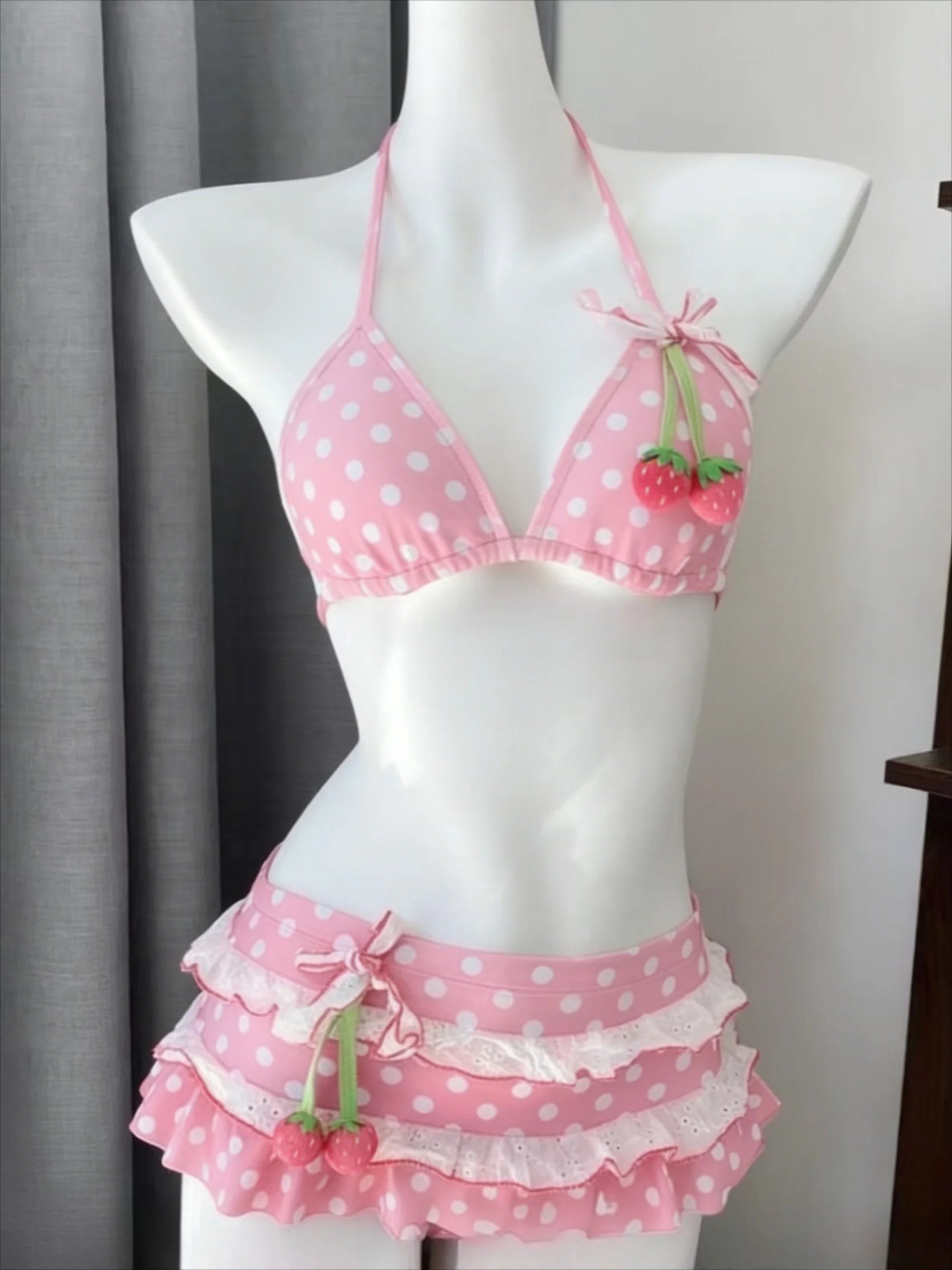 Sexy Lace Up Back Two Piece Bikini Set High Cut Leg Push Up Tops Stylish Swimwear Beach Bathing Suit for Ladies Summer Vacation
