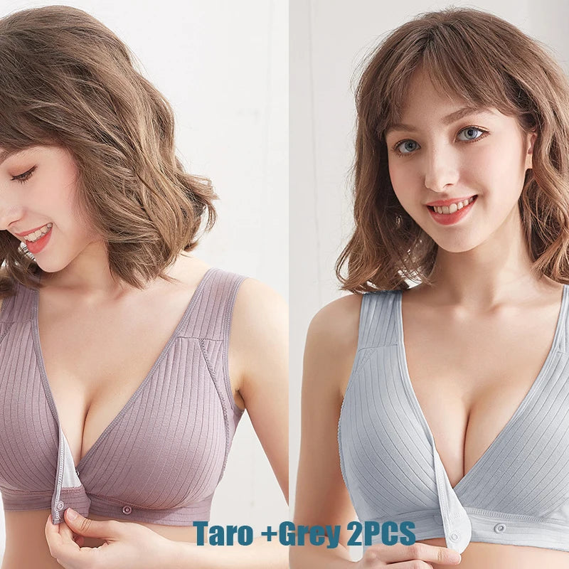1-2PCS Women's Summer Cotton Thin Clustering Non-sagging Front-buckle Bra Comfortable Traceless Vest-style Women's Underwear
