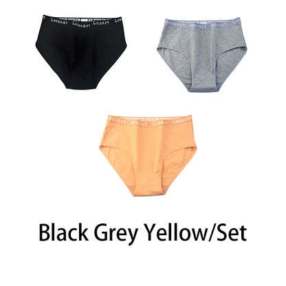 3PCS/Set Women Cotton Solid Seamless Underwear Sexy Plus Size Panties Letter Lingerie Mid Waist Comfortable Briefs NKT2123