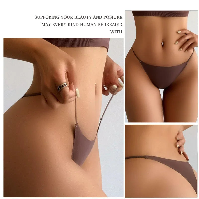 10Pcs Women Seamless Thongs Thin Strap Low Waist High Flexibility Panties Sexy Underwear Ladies Briefs T-back Comfortable Women
