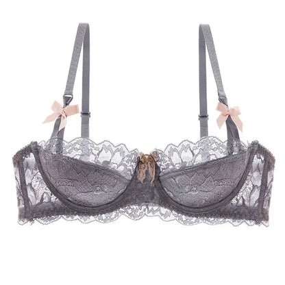 MOYISU Rabbit Ear AB Cup Pure Desire Girl Bra Set | Pull-up Bra with Bow | Breathable French lace Bra | Anti-slip Cup Date Night