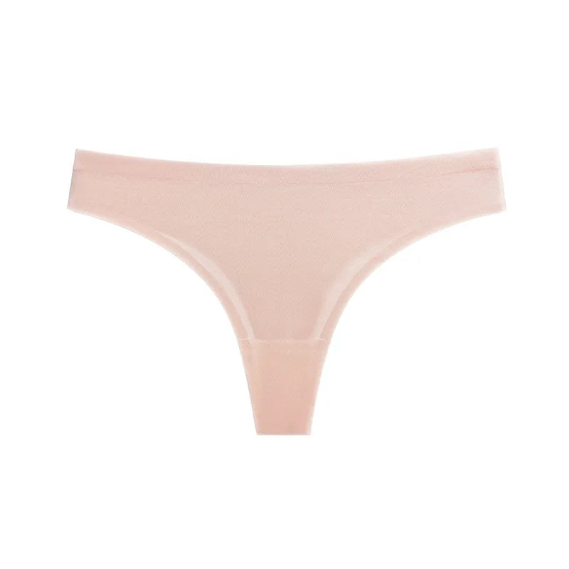 Solid Color Ice Silk Women T-pants Elastic Low-waisted Ladies Lingerie Thin Quick Drying G-string Seamless Invisible Girls thong
