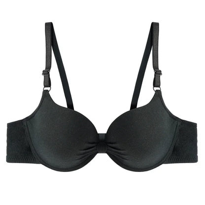 Sexy Women Cotton Gathered Bra Deep V Underwire Ladied  Brassiere Push Up Lingerie Solid Bras Backless Intimate Underwear