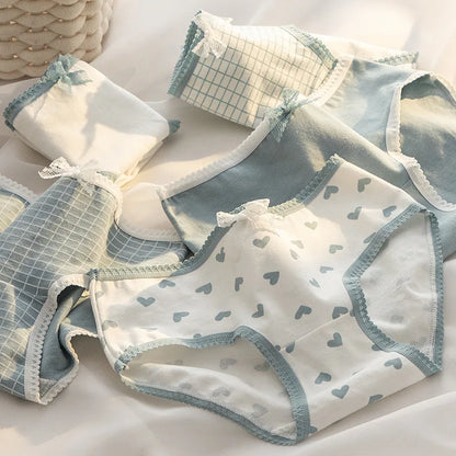 5Pcs/Lot Cute Love Cotton Panties For Women Underwear Print Panty Girls Briefs Breathable Soft Underpants Female Sexy Lingerie