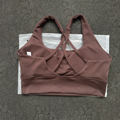Solid Color Butter Cross Back Soft Push Up Gym Yoga Underwear Women Hollow back shoulder strap Fitness Tight sport Bra Top pad