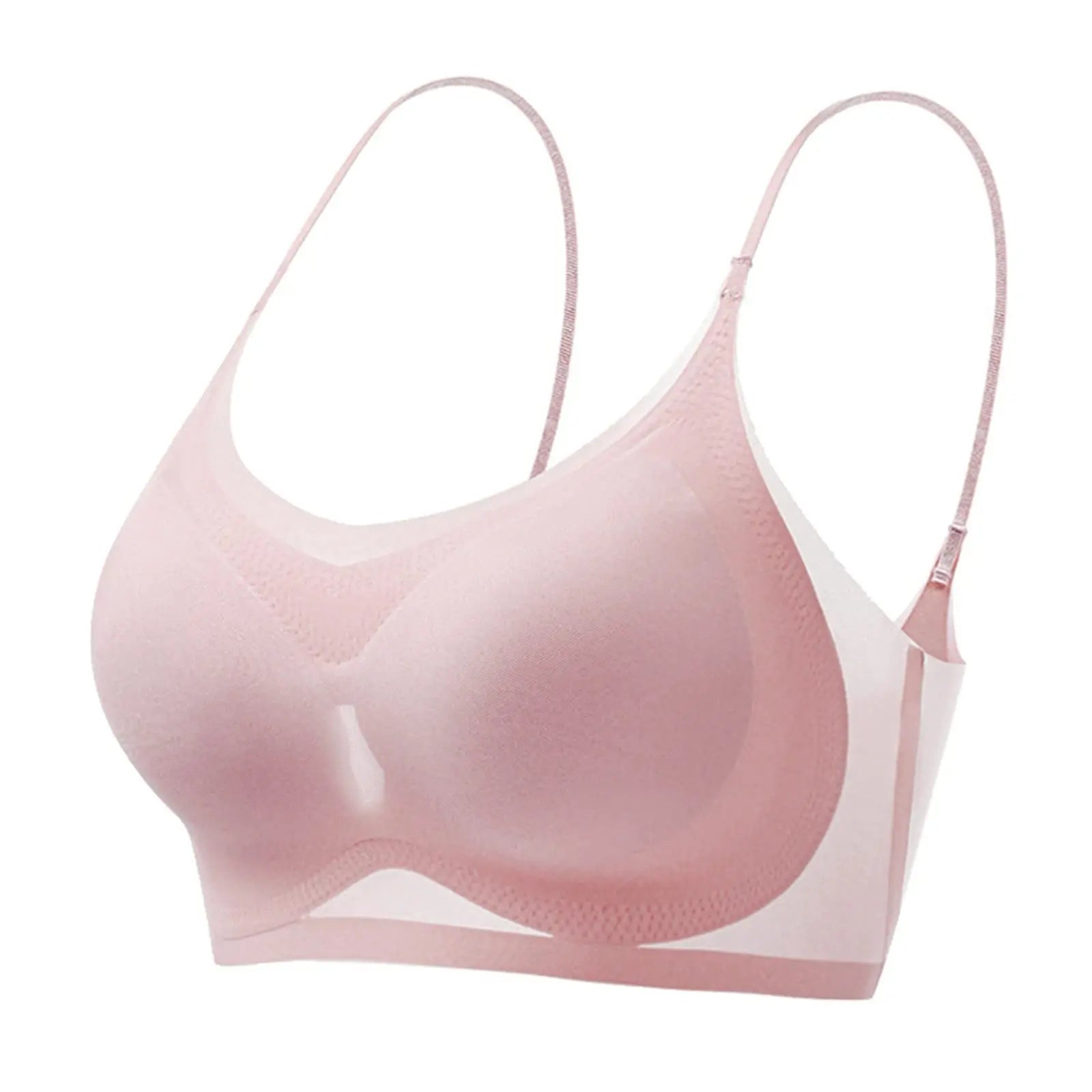 Ultra-thin Ice Silk Padded Bra Seamless Underwear Women's Thin Section Sling Beautiful Back Vest Tops Big Chest Small Sleep Bra