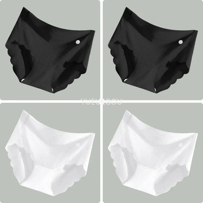 4PCS Ice Silk Seamless Underwear Ultra-thin Women's Panties Sexy Transparent Stretch Briefs High Waist Comfortable Lingerie M-XL