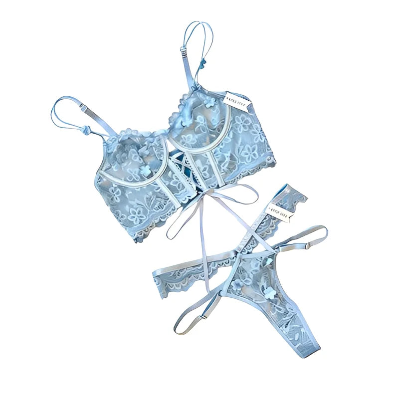 Sexy Large Size Lingerie Women Bra Set Girl Floral Lace Underwear Underwire Brassiere Push Up Outfit Delicate Kit Luxury
