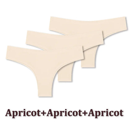 3PCS Seamless Maillard Panties Ultra-thin Brazilian panties Women Ice Silk Underwear Sexy Panty Low Waist G-string Female Solid