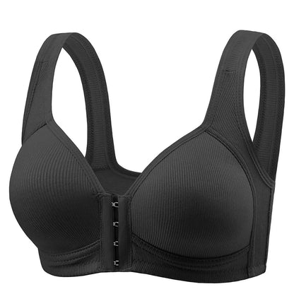 Women's Bra Pure Cotton Front Button Bra Anti Sagging No Steel Ring Comfortable Fabric Middle-aged Elderly Mothers' Underwear