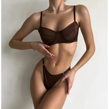 Krasapt Sexy Satin Lingerie 2 Pcs Sets Fancy Patchwork Bras And Thongs Underwear Suits Attractive Bilizna Intimate Erotic Set