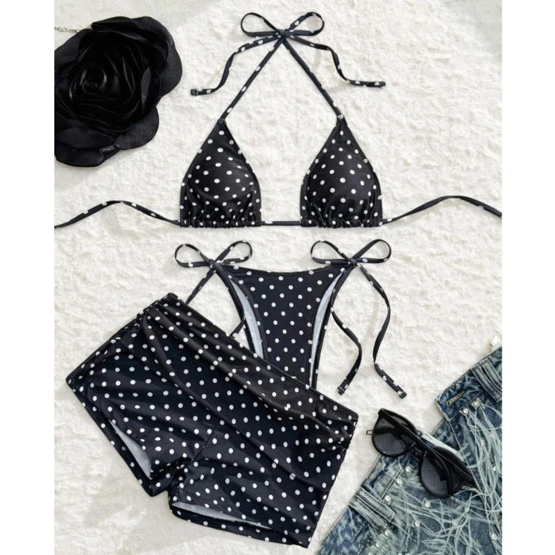 Dot Sexy 3Pcs Bikinis Set Female Swimsuit Women Three-Piece Swimwear Beach Swim Wear Bathing Suits Brazilian Bikini Pool Bather