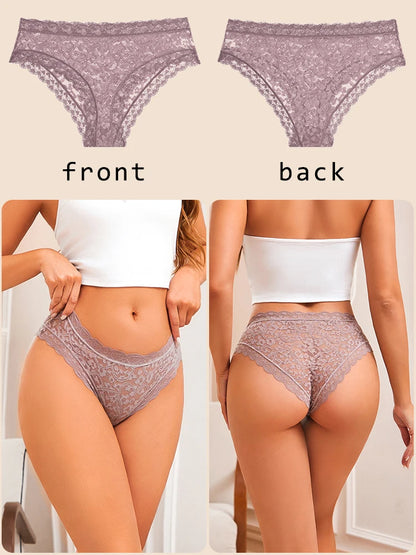 6PCS/Set Women Sexy Lace Panties Low Waist Briefs Hollow Out Comfortable Breathable Lingerie Floral Embroidery Ladies Underpants
