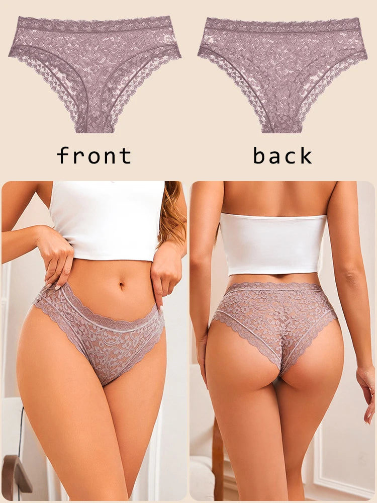 6PCS/Set Women Sexy Lace Panties Low Waist Briefs Hollow Out Comfortable Breathable Lingerie Floral Embroidery Ladies Underpants
