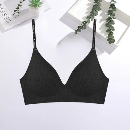 FINETOO Women Sexy Seamless Bras Deep V Neck Bralette Sexy Lingerie Letter Strap Tops Push Up Underwear Wireless Brassiere Lady