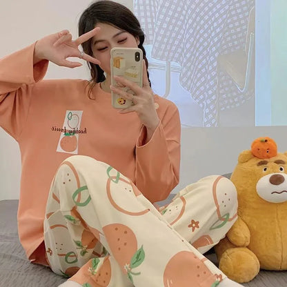 Spring and Autumn New Ladies Pajamas Homewear Set of Long-Sleeved Autumn and Winter Homewear Women Plus Size Pajamas Set