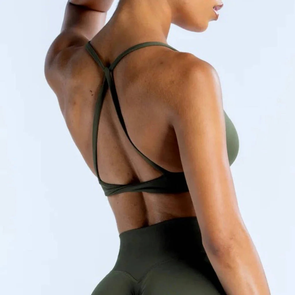 No Logo Twist Back Bra Woman Seamless Yoga Underwear High Support Backless Sports Bra Running Workouts Top Running Gym Bra