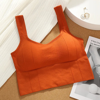 women Active Bra casual Top Letters print strap Cotton Top fitness Gym Jogging sleep Bra girl Wire Free Bandeau paded Bra Tops