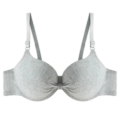 Sexy Women Cotton Gathered Bra Deep V Underwire Ladied  Brassiere Push Up Lingerie Solid Bras Backless Intimate Underwear