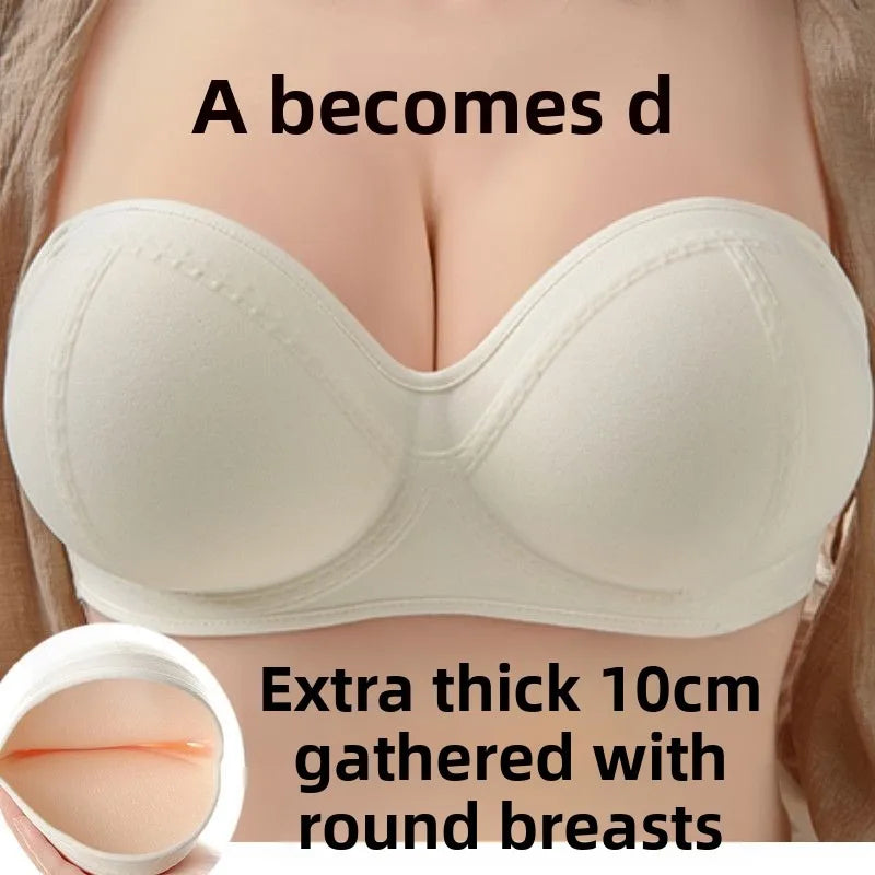 Strapless Push Up Bra 10CM Extreme Lift for Small Bust Backless Adhesive Plunge Bra No Slip Convertible Ultra Padded