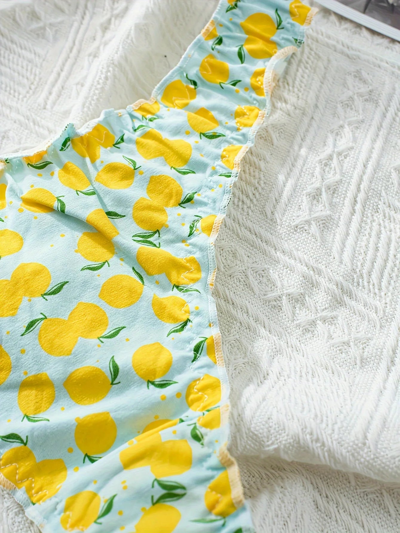 5-piece mixed fruit pattern pure cotton ruffled women's thong, wrinkled comfortable women's underwear
