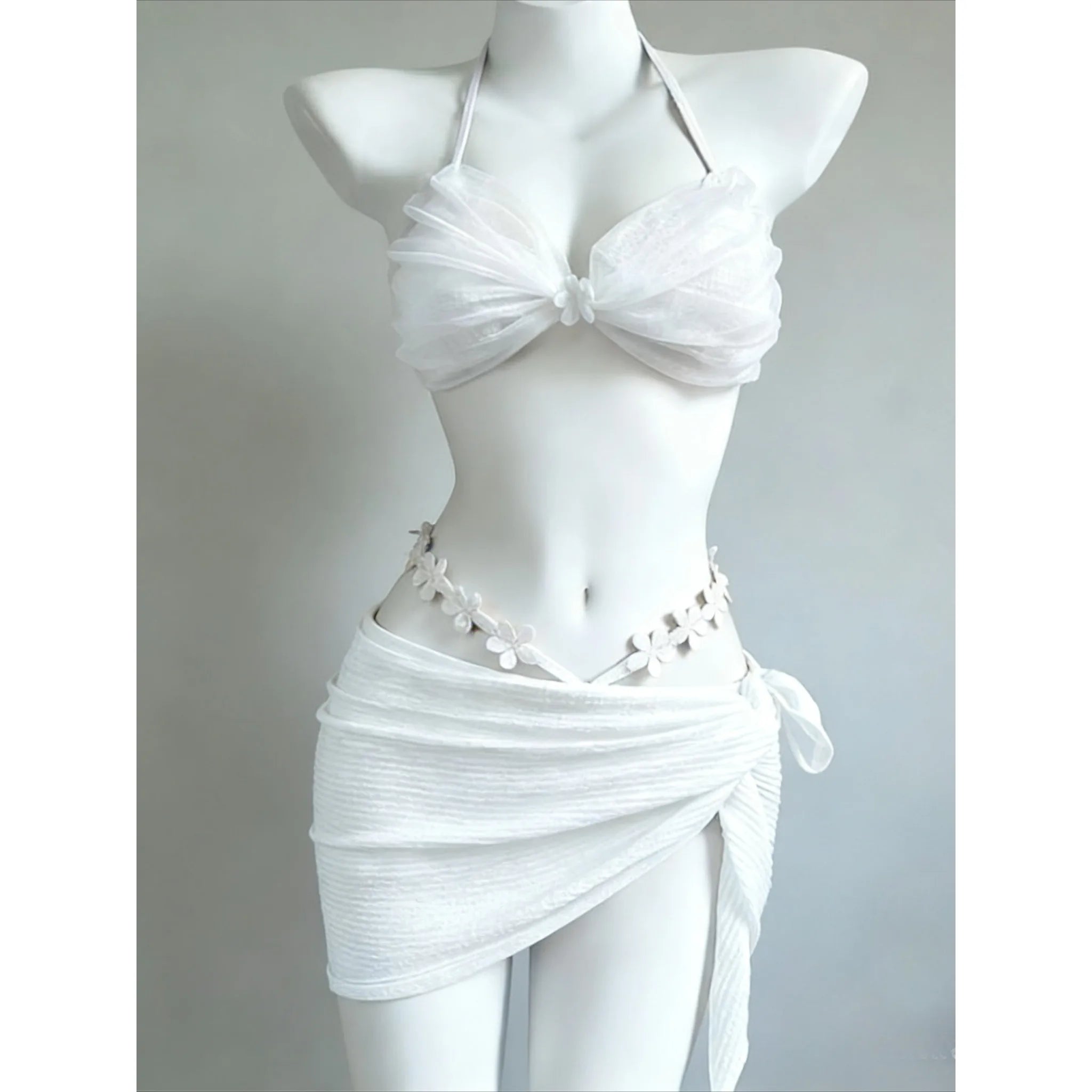 Fairy Sweet High Waist 4-Piece Split Bikini Set For Women 2026 - Print Trendy Swimwear Chic Beach Vacation Summer Party Fashion