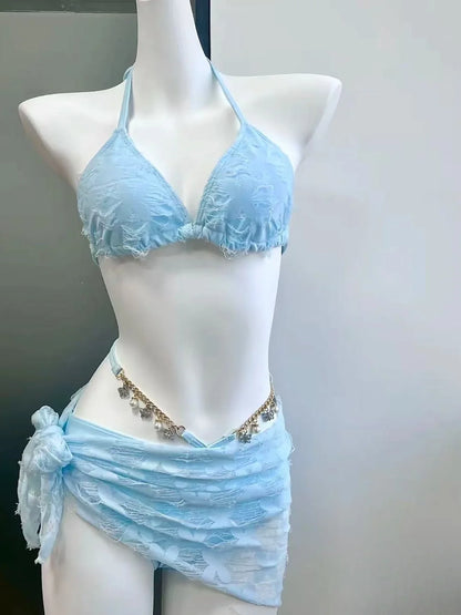 Fairy Sweet High Waist 4-Piece Split Bikini Set For Women 2026 - Print Trendy Swimwear Chic Beach Vacation Summer Party Fashion