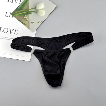 Translucent Buckle Men Thong Nylon and Spandex Sexy U Convex Briefs G-string/Jocks/Tanga/T-back Gay Underwear