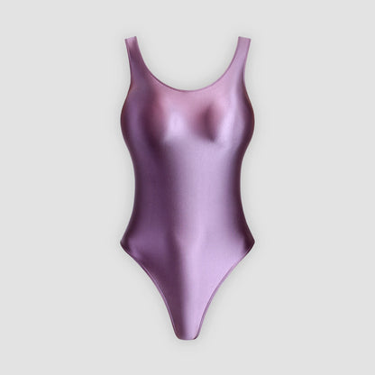 XClocKNYoung satin glossy swimsuit Satin Glossy Leotards U-shaped back High-Cut Bikini Thong Bodysuit glossy swimsuit