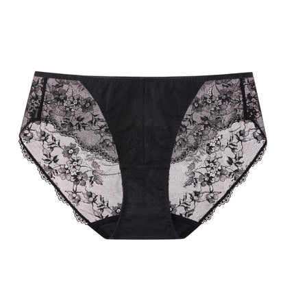 SUJIIN Sexy Lace Panties for Women Comfort Underwear Female French Mid Waist Breathable Thin Brief Women's Intimates N207