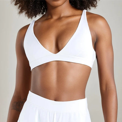 SVEIC Gym Woman Tops Deep V Sports Bra Underwear Sportswear Fitness Breathable Shockproof Training Running Workout Yoga Clothing
