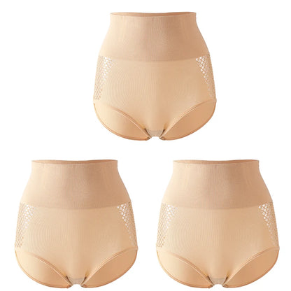 Flarixa 1/2/3Pcs Hollow Belly Control Shapewear Women Panties High Waist Double Layer Tummy Shaper Heart-shaped Hip Lift Pants