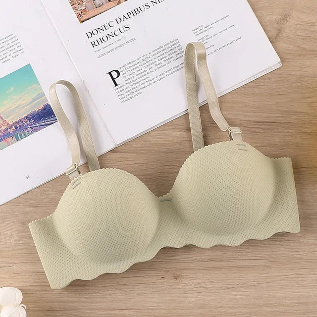 Thin One-piece Seamless Women's Bra Detachable Shoulder Straps Gathered Bralette Comfortable Without Steel Ring Sleep Brassiere