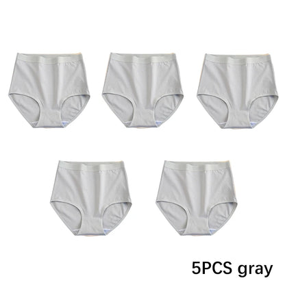 FallSweet 5PCS/set Women’s Cotton Panties Seamless Plus Size Briefs Solid Underwear Soft Breathable Underpants Female Lingerie