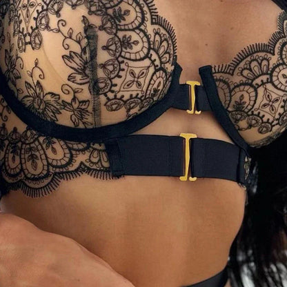 Two-piece Women's Set G-string Transparent Underwear Lolita Romantic Lingeries Set Sexy Bra and Panties Sets Lingerie for Woman